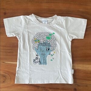 Broken Tricycle organic cotton graphic tee shirt cream treehouse badger kids 3T